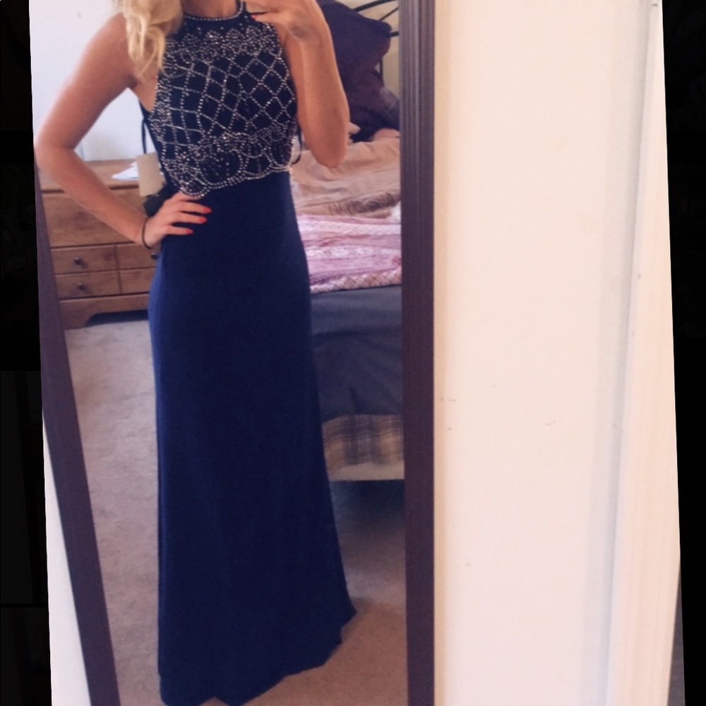 Long navy blue dress!